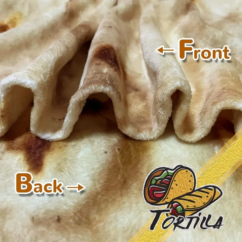 Tortilla Blanket, Giant Double Sided, Throw Blanket, 300 GSM Soft Flannel 60 in